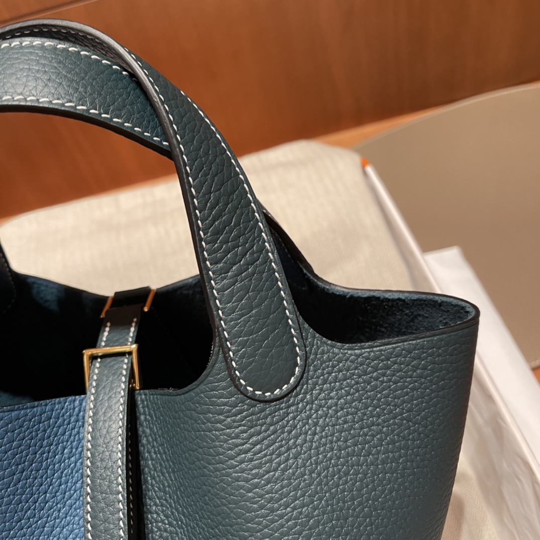 에르메스 피코탄 락18 블랙그린 금장 끌레망스 가죽